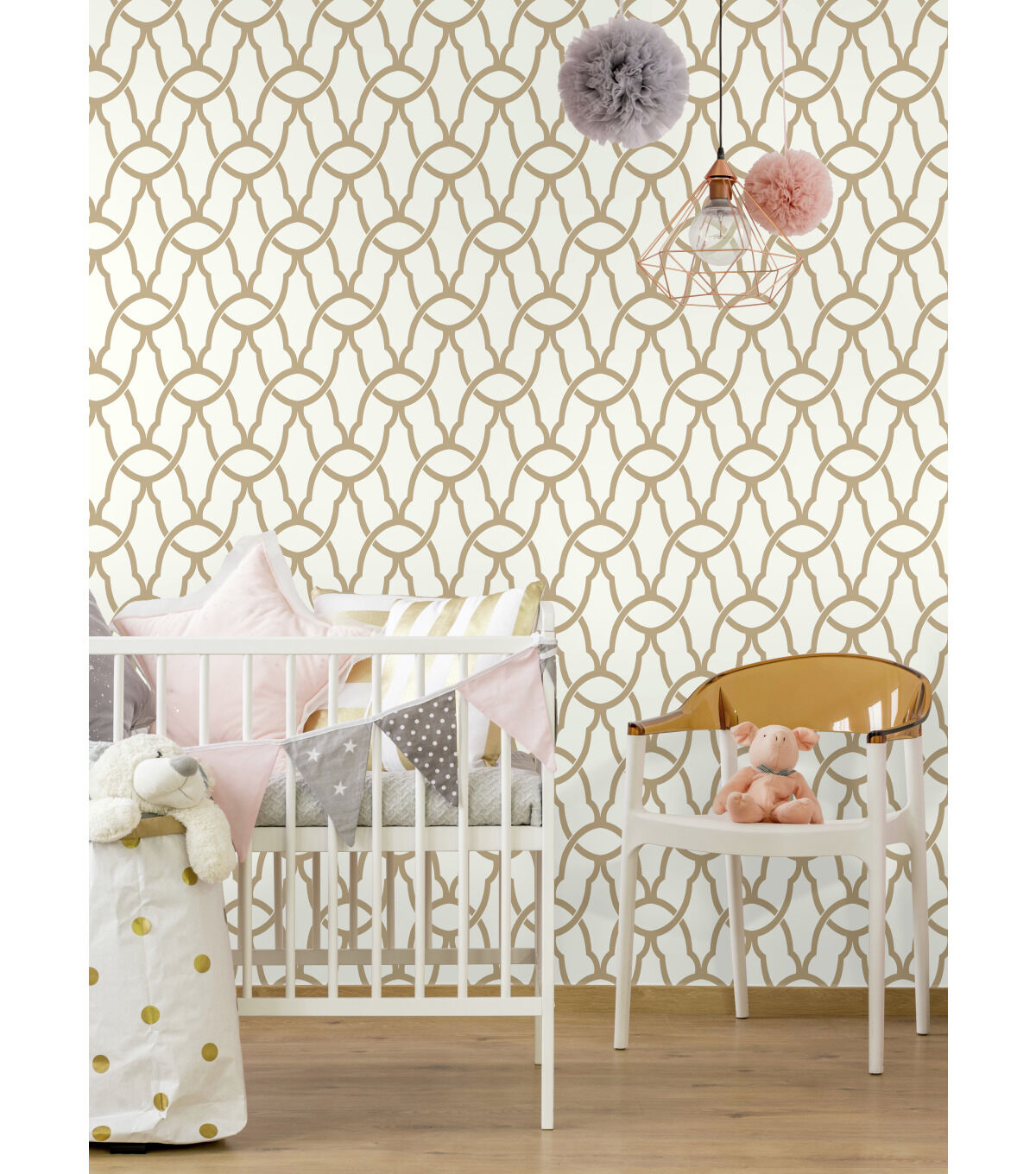 RoomMates Wallpaper Gold Trellis