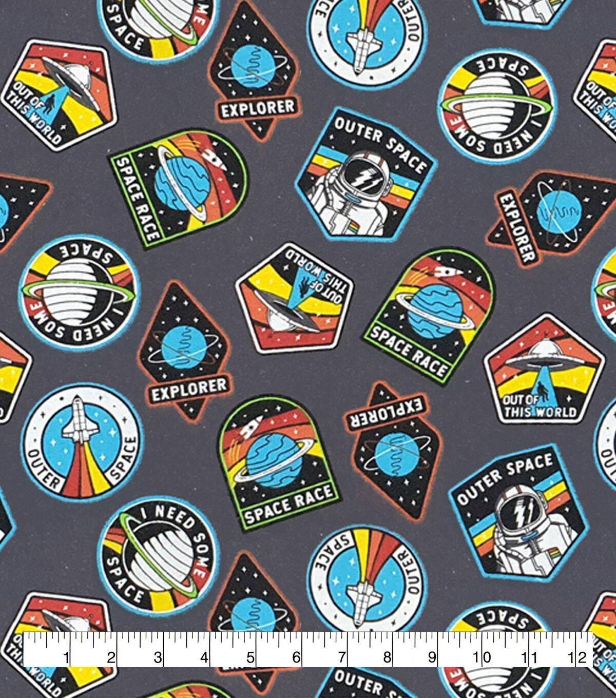 Space Badges Super Snuggle Flannel Fabric