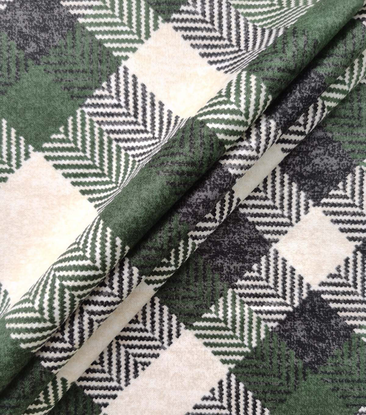 Green Diagonal Plaid Luxe Flannel Fabric