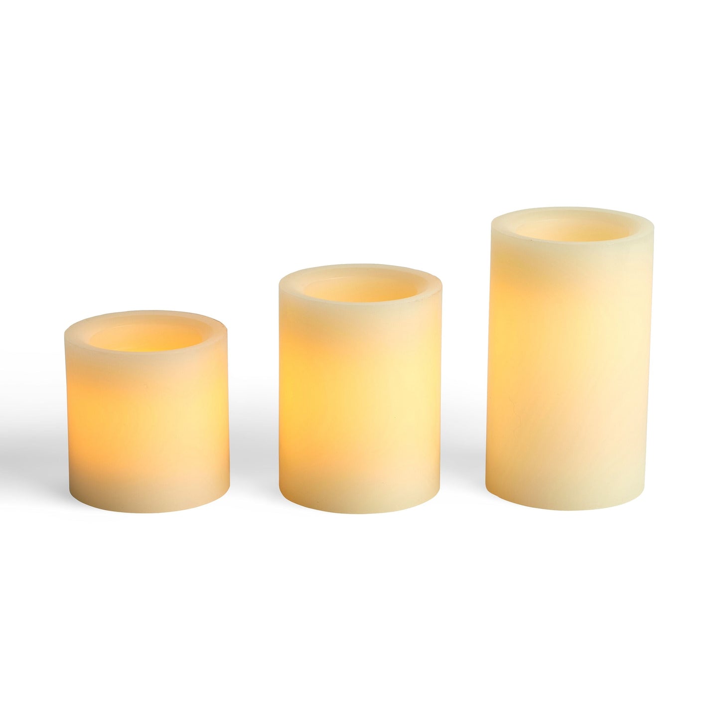 Flameless Vanilla Scented LED Wax Trio Pillar Candles Cream