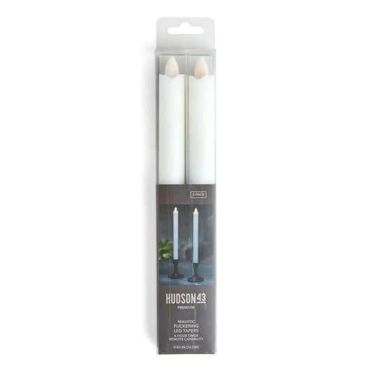 10 LED White Wave Edge Ivory Taper Candles 2pk by Hudson 43