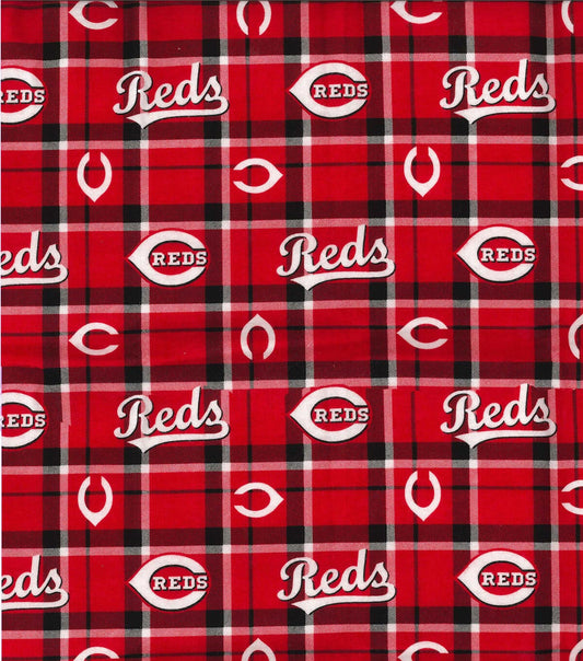 Fabric Traditions Cincinnati Reds MLB Plaid Flannel Fabric