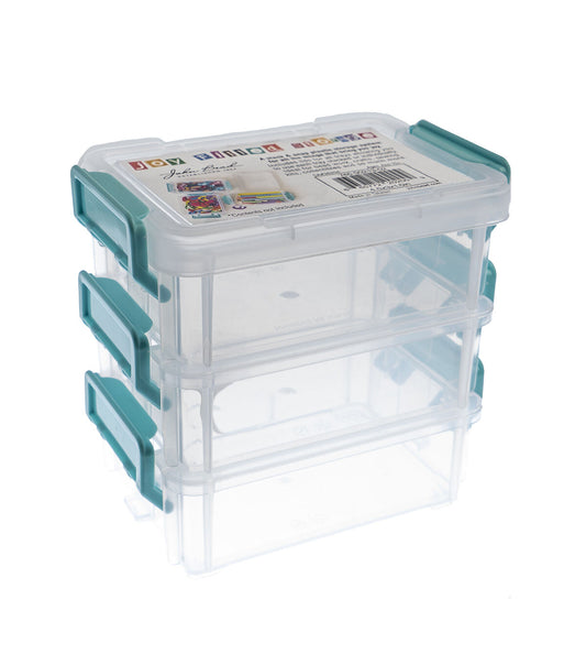John Bead 4.5 x 3 Clear Joy Filled Stackable Storage Containers 3pk