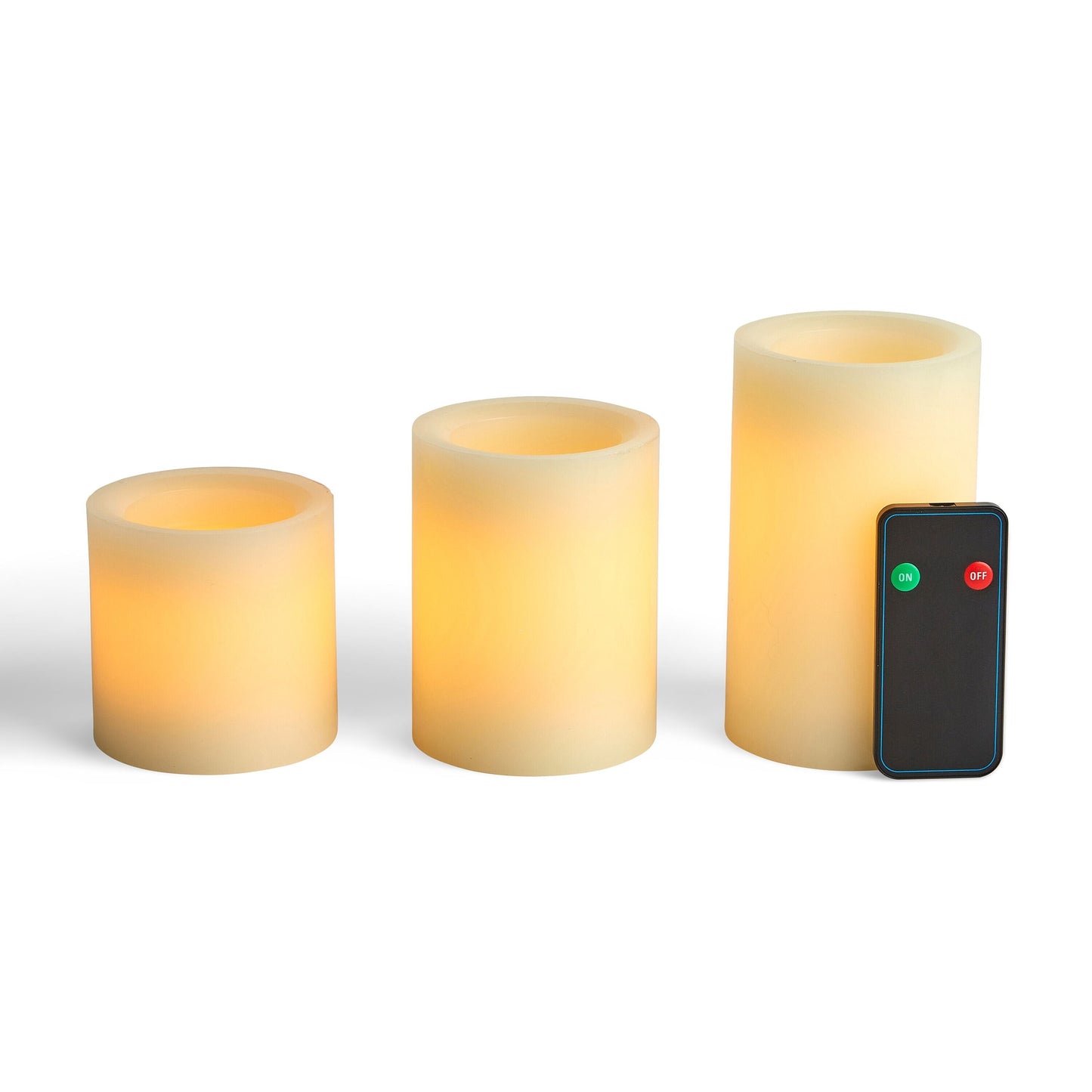 Flameless Vanilla Scented LED Wax Trio Pillar Candles Cream