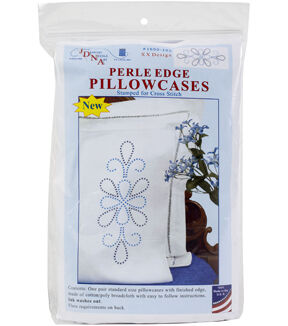 Jack Dempsey Needle Art XX Design Stamped Perle Edge Pillowcases 2pk