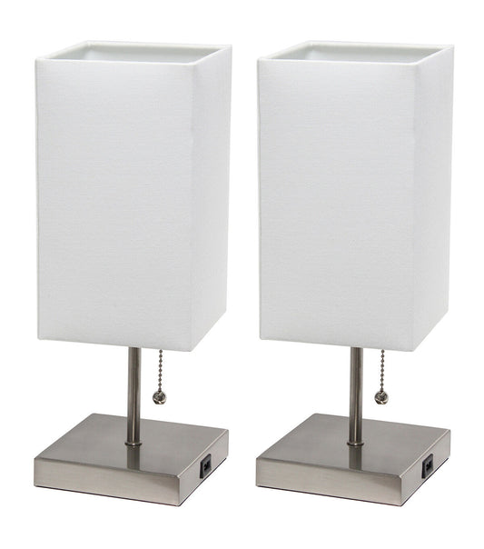 All The Rages Stick Lamp with USB Charging Port and Fabric Shade 2 Pack