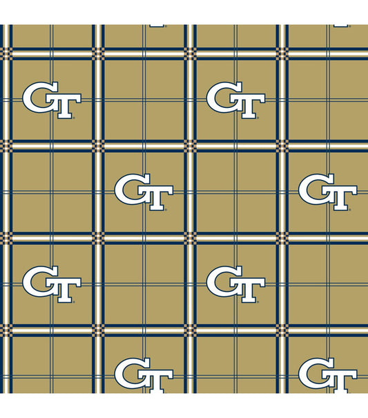 Georgia Tech Yellow Jackets Flannel Fabric 42 Plaid