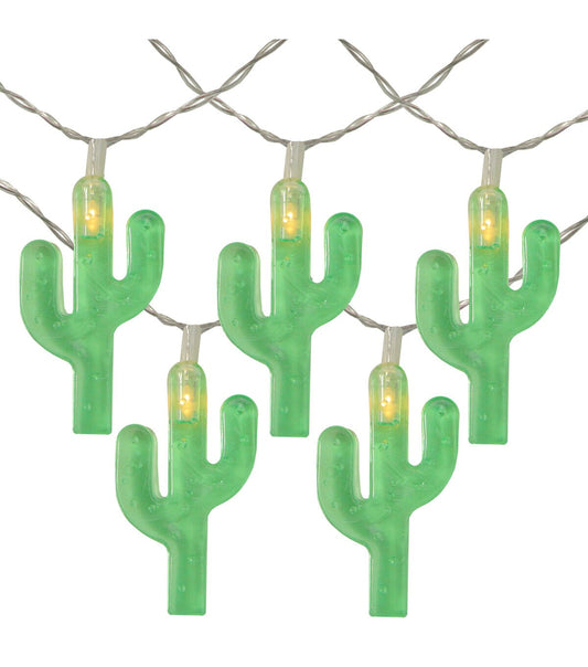 Northlight 10-Count Green Cactus LED String Lights - 4.5ft Clear Wire