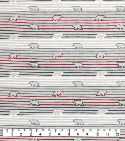 Bear Silhouttes On Stripes Super Snuggle Flannel Fabric