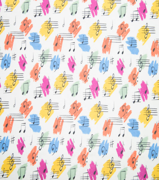 Super Snuggle Multi Color Music Notes Flannel Fabric