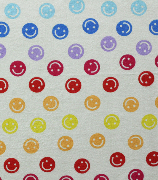 Multi Color Smiley Faces Super Snuggle Flannel Fabric