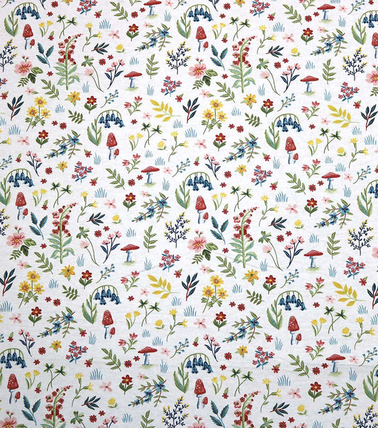 Floral on White Super Snuggle Flannel Fabric