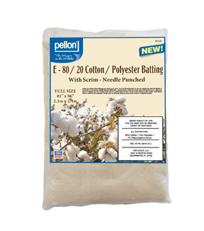 Pellon 80/20 Full Size Cotton Polyester Batting With Scrim