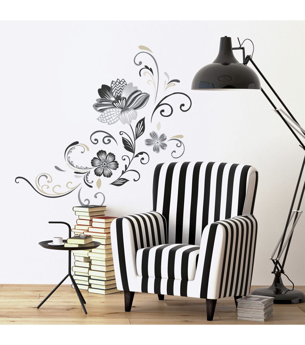 RoomMates Wall Decals Black & White Flower