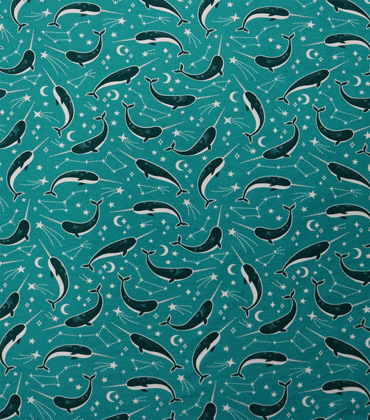 Narwhals on Blue Super Snuggle Flannel Fabric