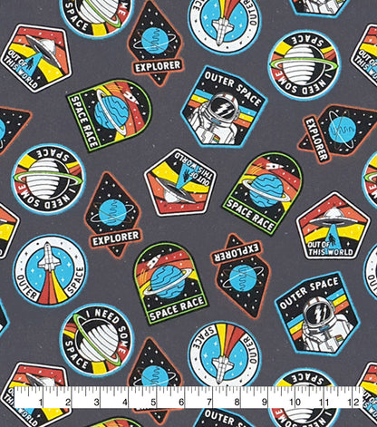 Space Badges Super Snuggle Flannel Fabric