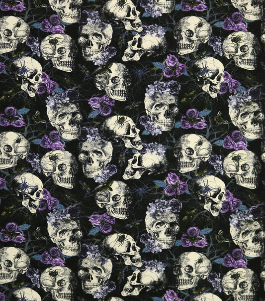 Floral Skulls Halloween Super Snuggle Flannel Fabric
