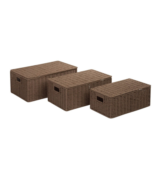 Honey Can Do 17 x 11.5 Paper Rope Cord Baskets With Lids 3ct