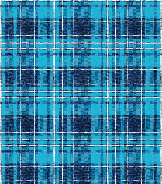 Blue Distressed Plaid Super Snuggle Flannel Fabric