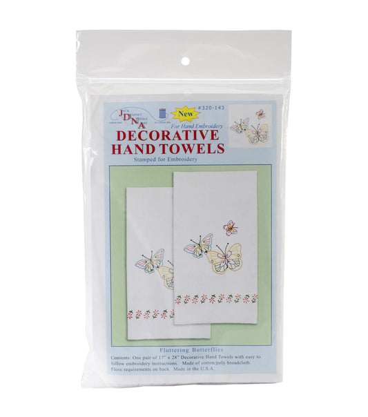 Jack Dempsey 17 x 28 Fluttering Butterflies Stamped Hand Towels 2pk