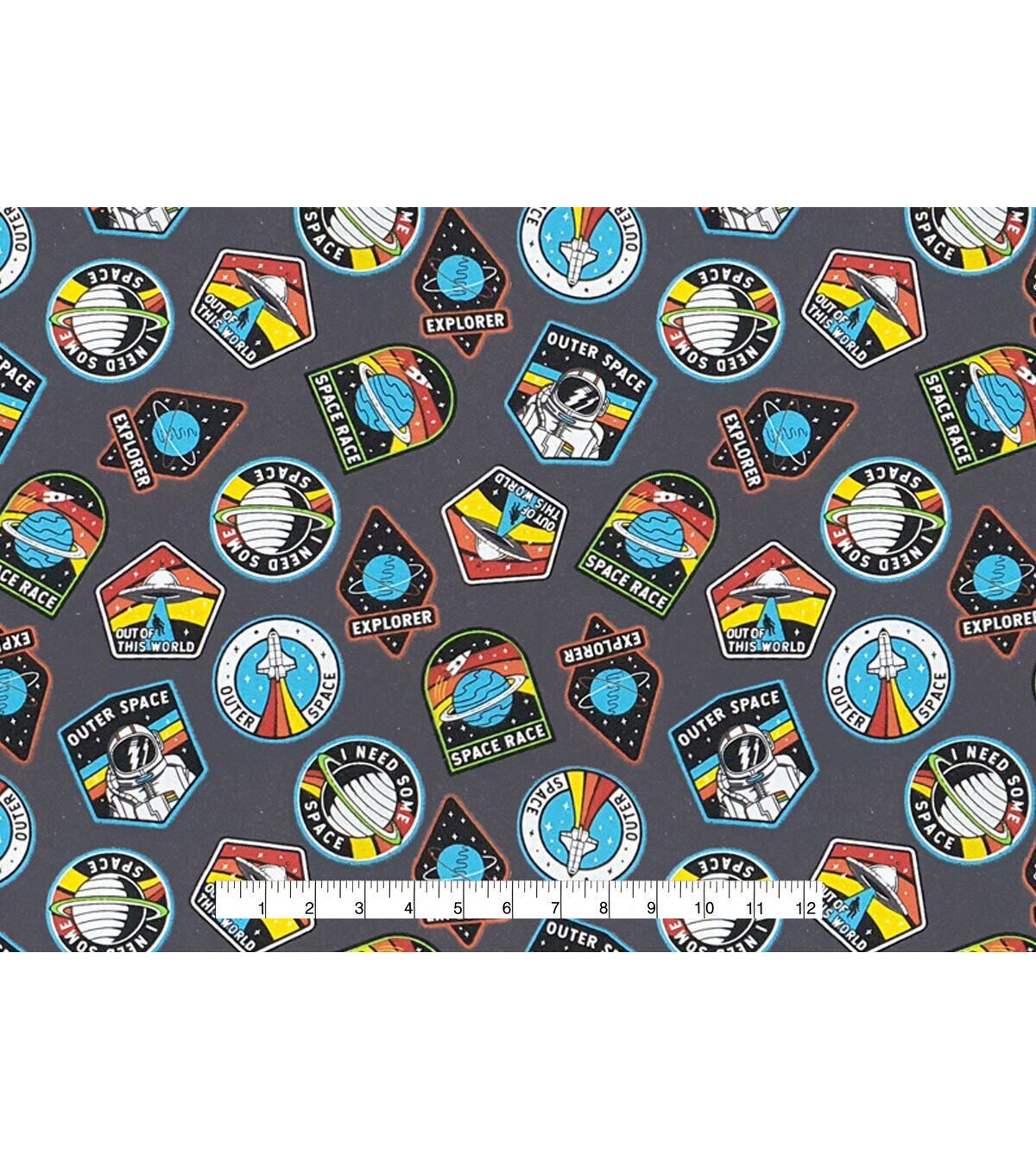 Space Badges Super Snuggle Flannel Fabric