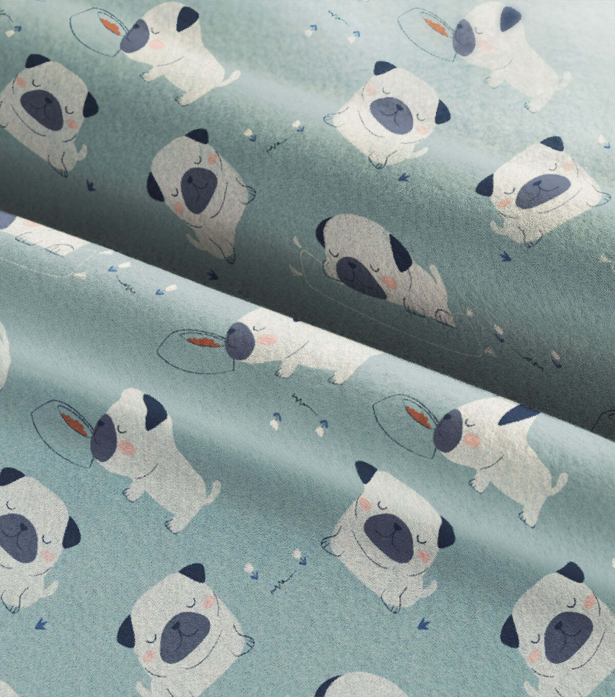 Pugs Super Snuggle Flannel Fabric