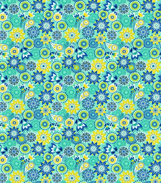 Floral Medallion Aqua Super Snuggle Flannel Fabric