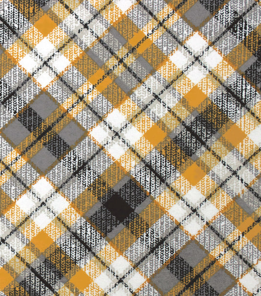 Gold Gray Bias Plaid Super Snuggle Flannel Fabric