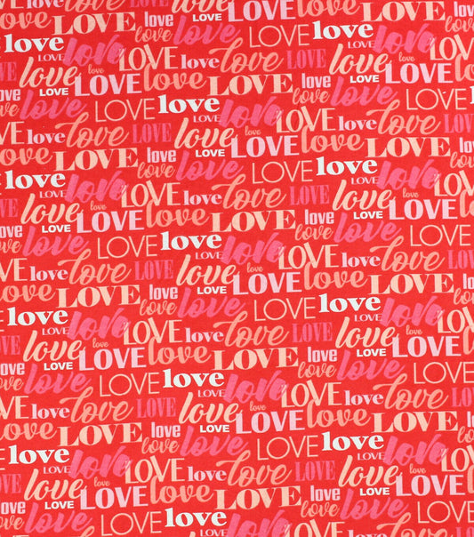 Love on Red Super Snuggle Flannel Fabric