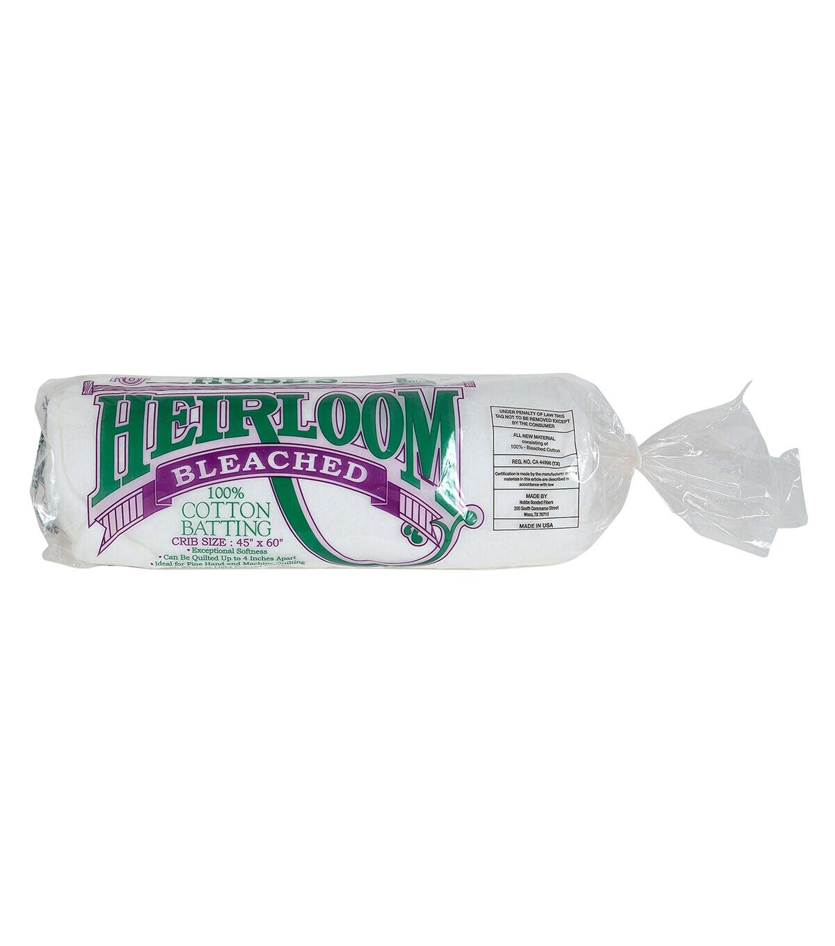 Hobbs Heirloom Bleached Cotton Batting- Crib