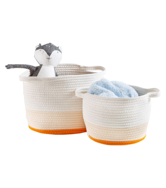 Honey Can Do 12 Orange & White Nesting Cotton Rope Storage Baskets 2ct