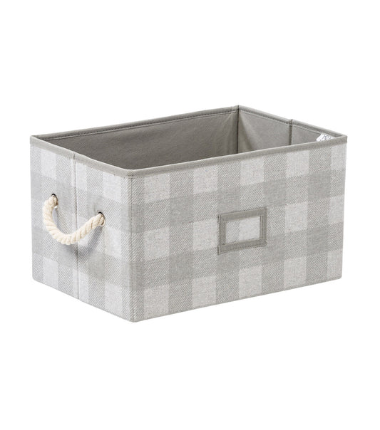 Honey Can Do 14.5 Gray Plaid Fabric Storage Bins With Handles 3pk