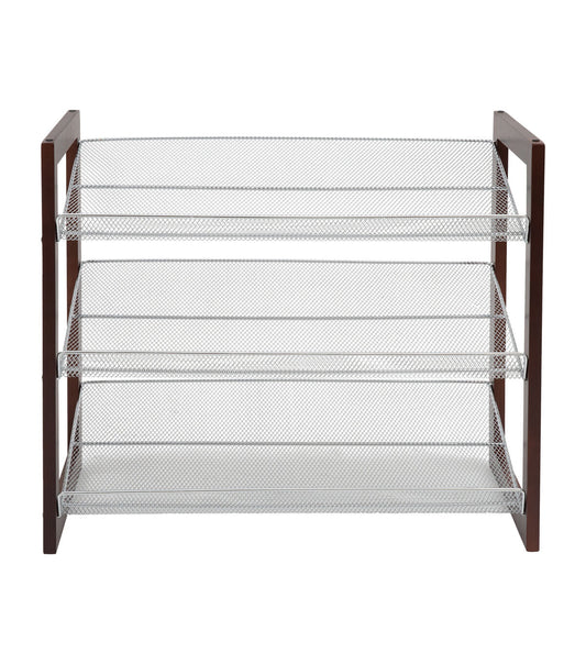 Organize It All 25 Espresso 3 Tier Mesh Shelf Shoe Rack
