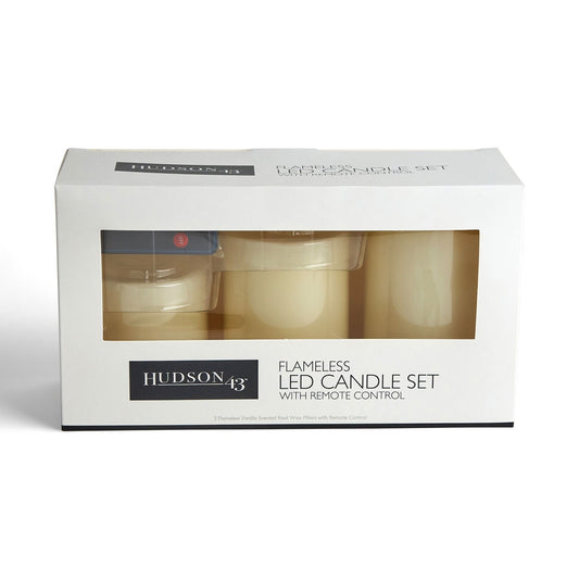 Flameless Vanilla Scented LED Wax Trio Pillar Candles Cream