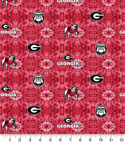 University of Georgia Bulldogs Flannel Fabric Tie Dye