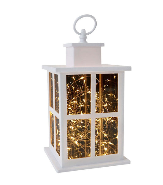 10 White LED Rustic Lantern by Place & Time