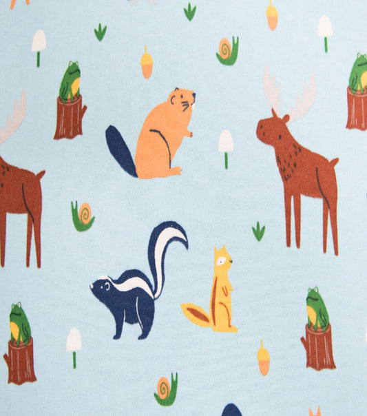 Light Blue Woodland Animals Super Snuggle Flannel Fabric By POP!