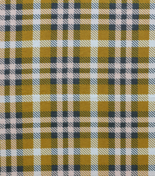 Gold and Pink Grid Plaid Super Snuggle Flannel Fabric