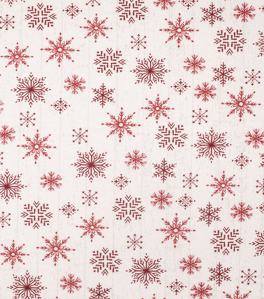Red Snowflakes on White Super Snuggle Christmas Flannel Fabric