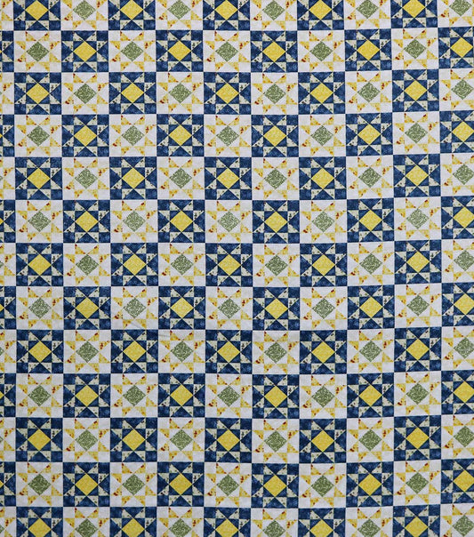 Blue & Yellow Patchwork Super Snuggle Flannel Fabric