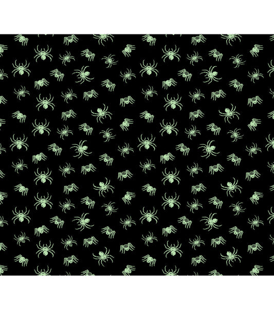 Glow in the Dark Spiders Flannel Fabric