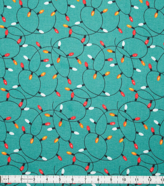 String Lights on Blue Super Snuggle Christmas Flannel Fabric