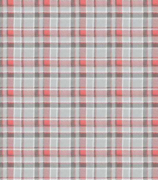 Gray Pink Plaid Super Snuggle Flannel Fabric