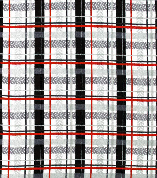 Black Red White Plaid Super Snuggle Flannel Fabric