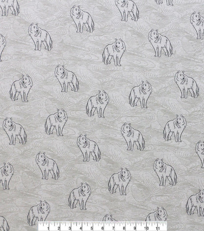 Super Snuggle Wolf Sketch Flannel Fabric