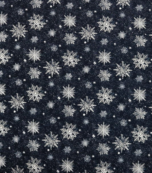 Snowflakes on Blue Super Snuggle Christmas Flannel Fabric