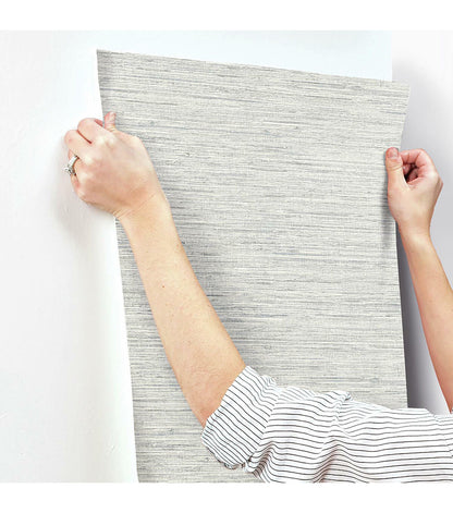 RoomMates Faux Grasscloth Peelable Wallpaper Grey