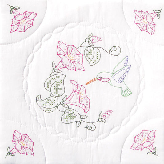 Jack Dempsey 18 Interlocking Hummingbird Stamped Quilt Blocks 6pk
