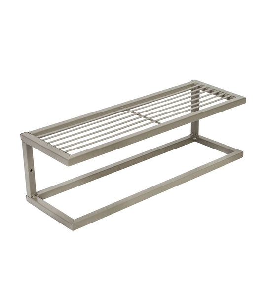 Honey Can Do 16 x 5 Satin Nickel Slatted Bath Shelf With Towel Bar