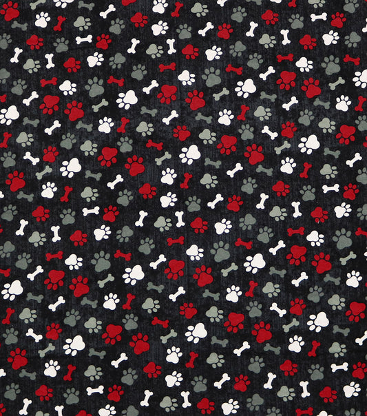 Paws & Bones Tossed Super Snuggle Flannel Fabric